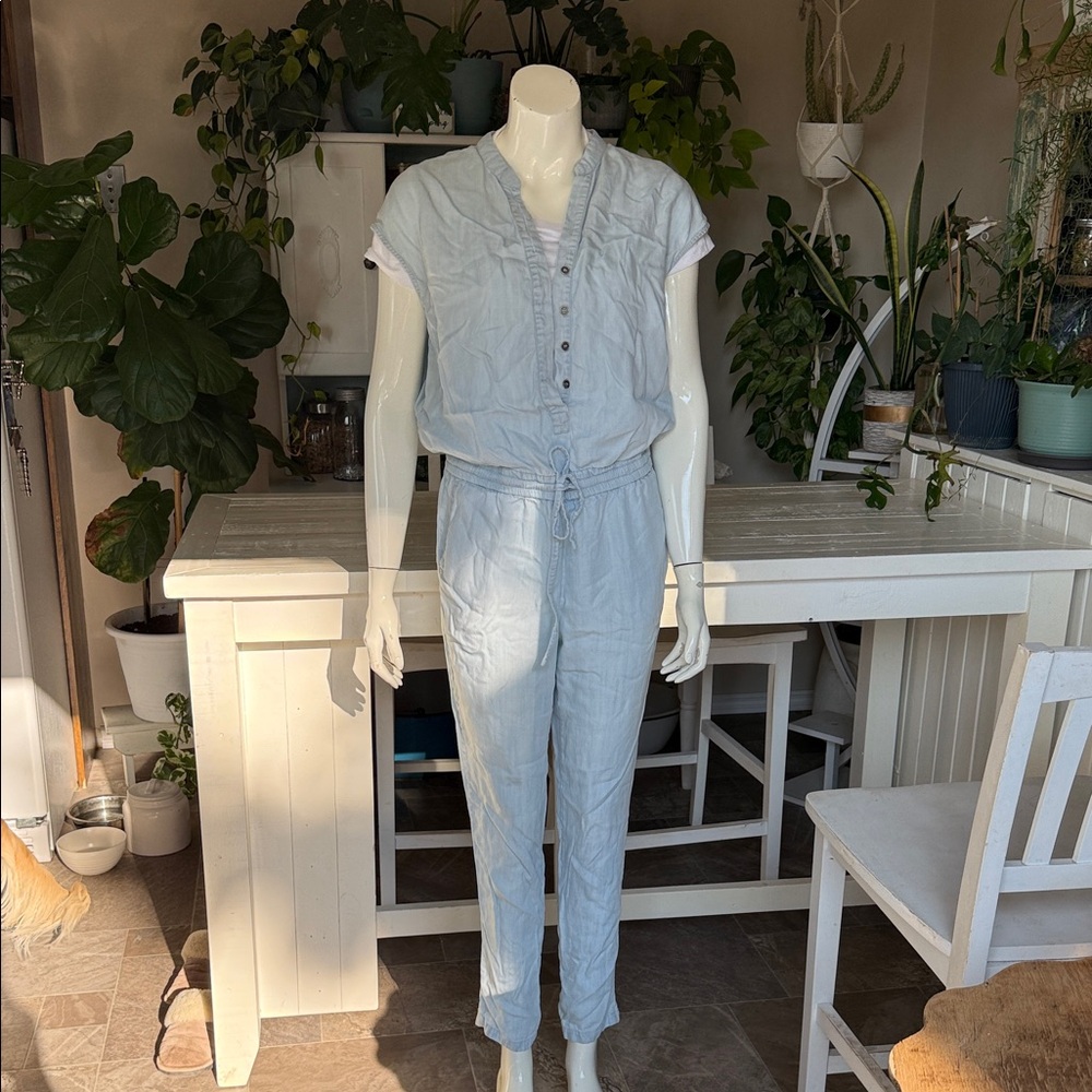 Light Blue Button-Up Jumpsuit
